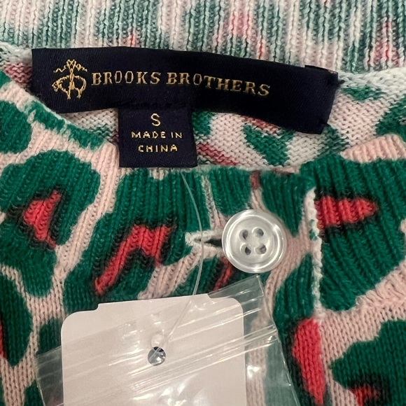 NWT Brooks Brothers Green and Pink Leopard Print Cardigan | Size S - Picture 12 of 12